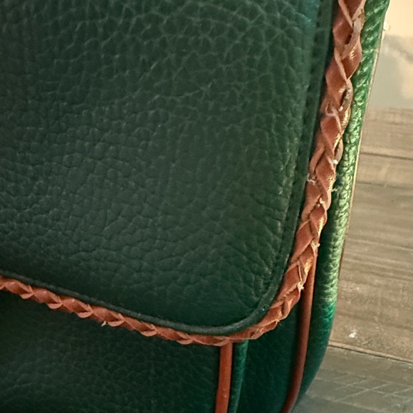 Dooney & Bourke Surrey Carrier Evergreen and British Tan Satchel Pebbled Leather - Picture 8 of 14